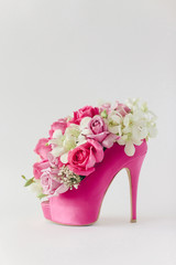 High heel shoe with flowers