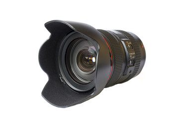 Fototapeta premium long professional lens with hood isolated on white background
