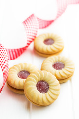 Sweet biscuits with jam.