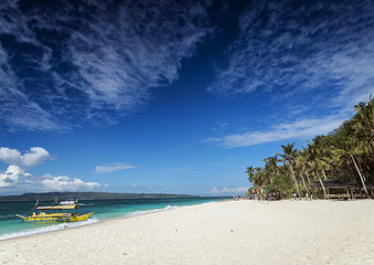 traditional filipino ferry taxi tour boats puka beach boracay philippines