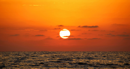Panoramic sunset view at the beach