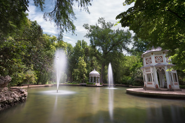 Chinesque pond in garden of Prince park, Aranjuez, Madrid, spain.