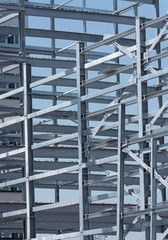 Steel construction of an industrial building under construction
