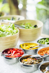 salad bar buffet fresh mixed vegetables display