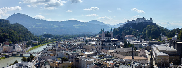 Panoramic view of the city of Salzburg, Austria - obrazy, fototapety, plakaty