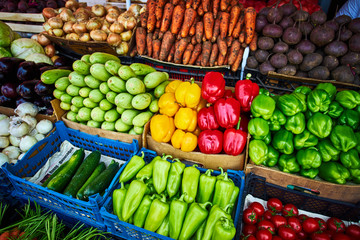 Assortment of fresh vegetables.raw organic vegetables. farmers market. Vegetable stand