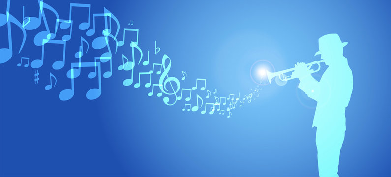 trombettista, note, musicali, musica