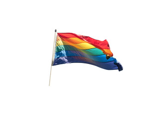 GLBTQ Pride Rainbow Flag on white facing right