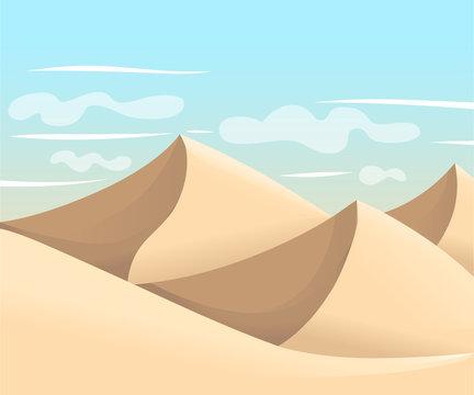 Desert dunes vector egyptian landscape background. Sand in nature illustration background for games