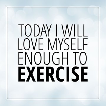 Workout motivation quote on white bokeh background