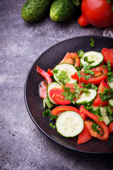 Vegetable salad with cucumber and tomato