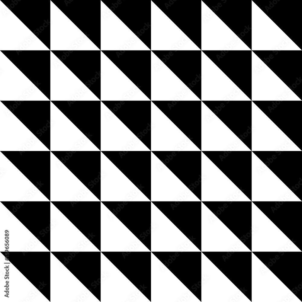 Poster seamless vector triangle pattern in black and white.