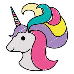 Cute fantasy unicorn character vector illustration design
