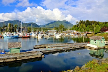 Schöner Hafen von Ucluelet, Pazifikküste, Vancouver Island, BC, Kanada
