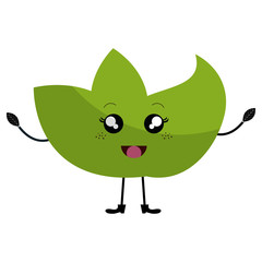 leafs plant ecology kawaii character vector illustration design