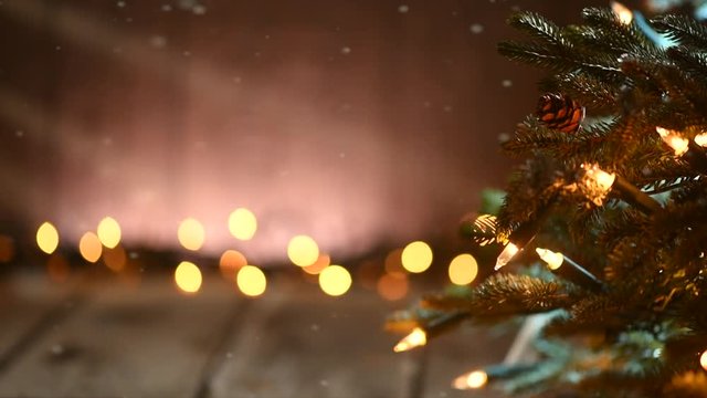 Christmas holiday background with decorated Christmas tree and light garlands. 4K UHD video 3840X2160