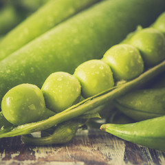 green pea pod, green peas. Vegetable background
