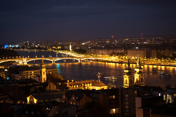 Fototapeta na wymiar View of Danube River and Parliament Building, Budapest, Hungary