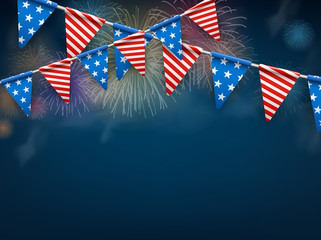 Festive background with American flags.