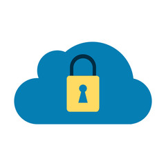 Cloud locked padlock illustration icon vector design graphic