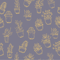 Cactus background seamless pattern exotic plant tropical