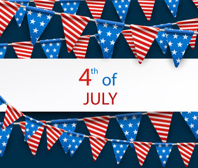 Obraz premium 4th July banner with flags.