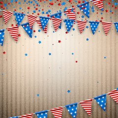 Obraz premium Beige background with American flags.
