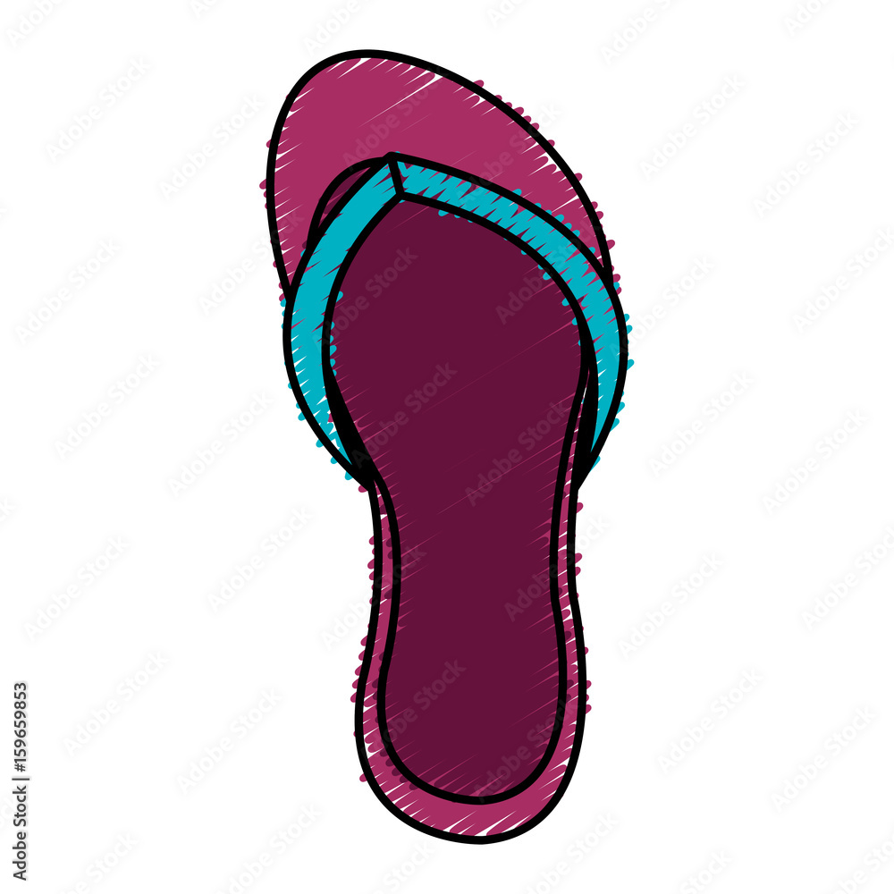 Sticker flip flops isolated icon vector illustration design