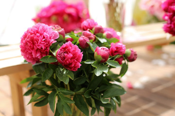 Pink peonies bunch