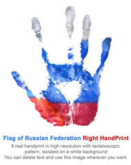 The handprint of the right hand of the Russian Federation flag colors
