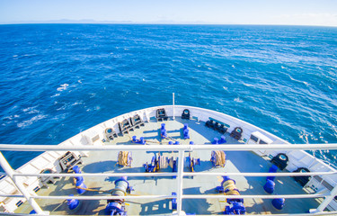 Beautiful view of ocean from Ferries that provide daily connection between North and South islands...