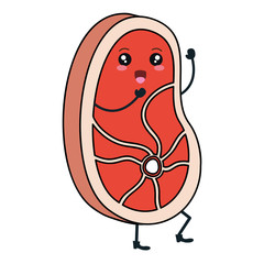 steak beef kawaii character vector illustration design