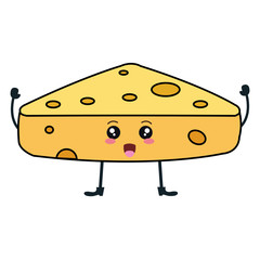 fresh cheese piece kawaii character vector illustration design