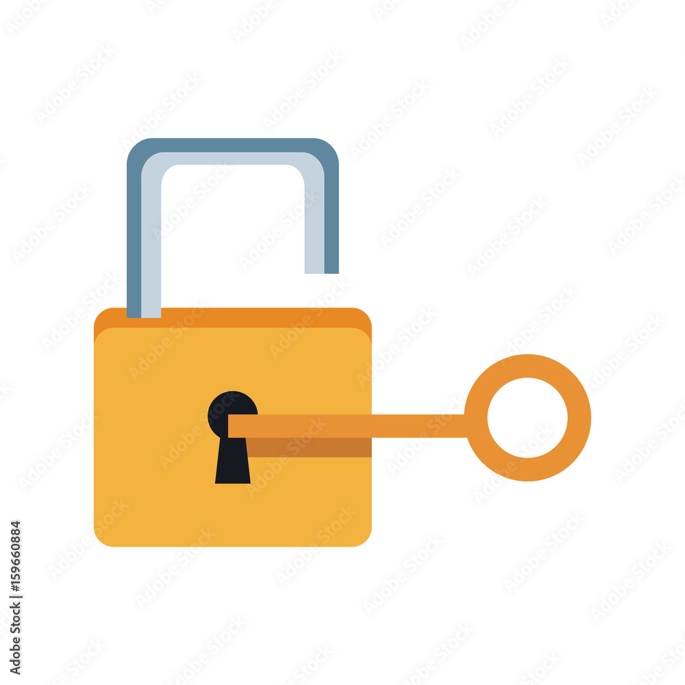 Poster lock and key sign unlocking access password security vector illustration