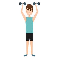 athletic man weight lifting character vector illustration design
