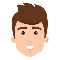 young man head avatar character vector illustration design