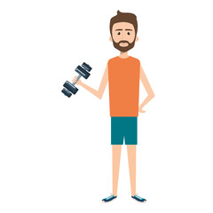 athletic man weight lifting character vector illustration design