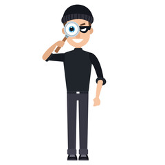 hacker magnifying glass for detect malware virus vector illustration