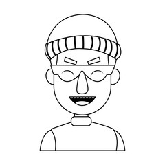 face hacker man character technology crime vector illustration