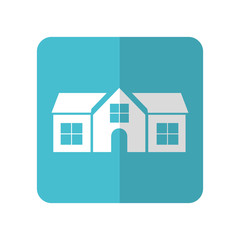 house icon over blue square and white background vector illustration