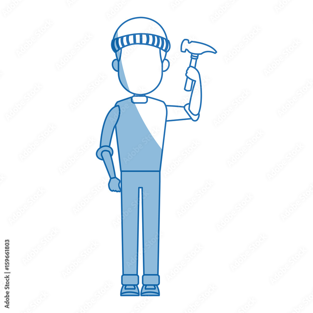 Poster computer hacker man character system thief vector illustration