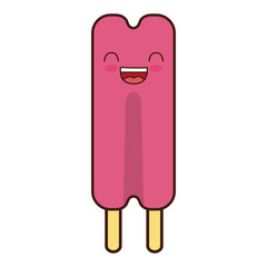 kawaii ice cream icon over white background colorful design vector illustration