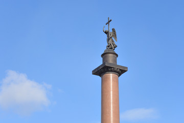 Alexander Column on blue sky background.