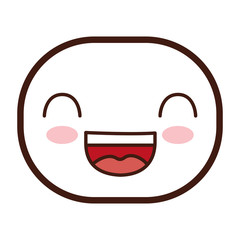 kawaii cartoon happy face icon over white background colorful design vector illustration