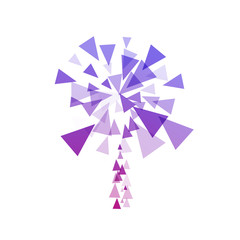 Simple stylized fireworks fireworks explosion by triangles on a white background. Sign of chemical reaction, explosion.