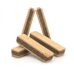 wafer chocolate dessert on white background