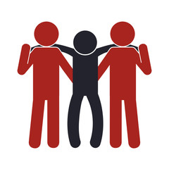 pictogram man holding another icon over white background vector illustration