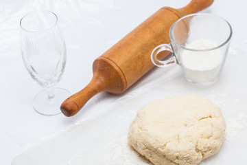 Butter Cookies Preparation : Cookies dough and rolling pin