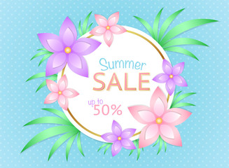 Floral concept for summer sale. Vector illustration.