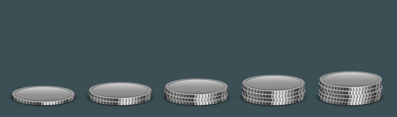 Vector modern money coins icon on sample background.